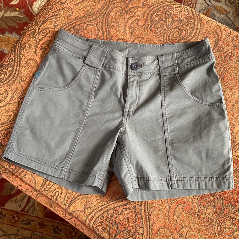 Outdoor Research stretch cotton athletic shorts deep pockets NEW gray women’s 10